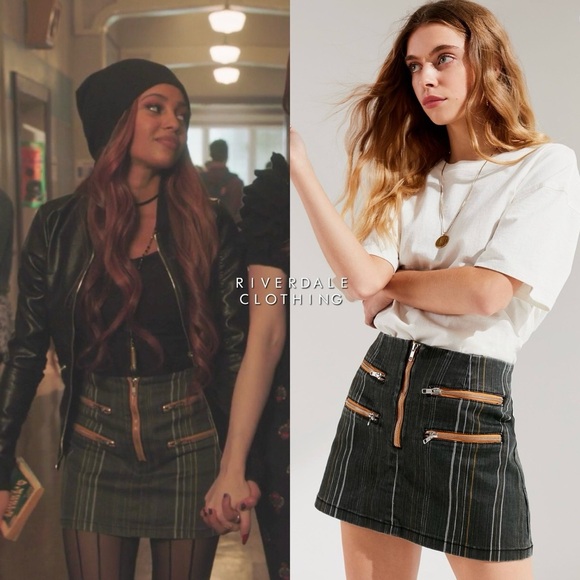 Urban Outfitters DGB Striped Contrast Zipper Mini Skirt Size Lg - Picture 2 of 9